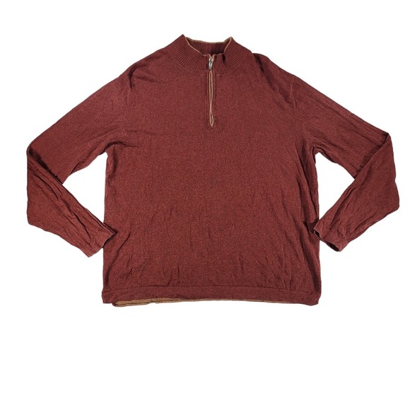 Tommy Bahama Other - Tommy Bahama 1/4 Zip Pullover Sweater Mens L Orange Cotton Cashmere Long Sleeve